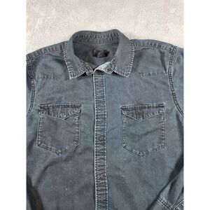H&M Mens Black Denim Western Shirt Faded Wash Snap Button Long Sleeve Workwear